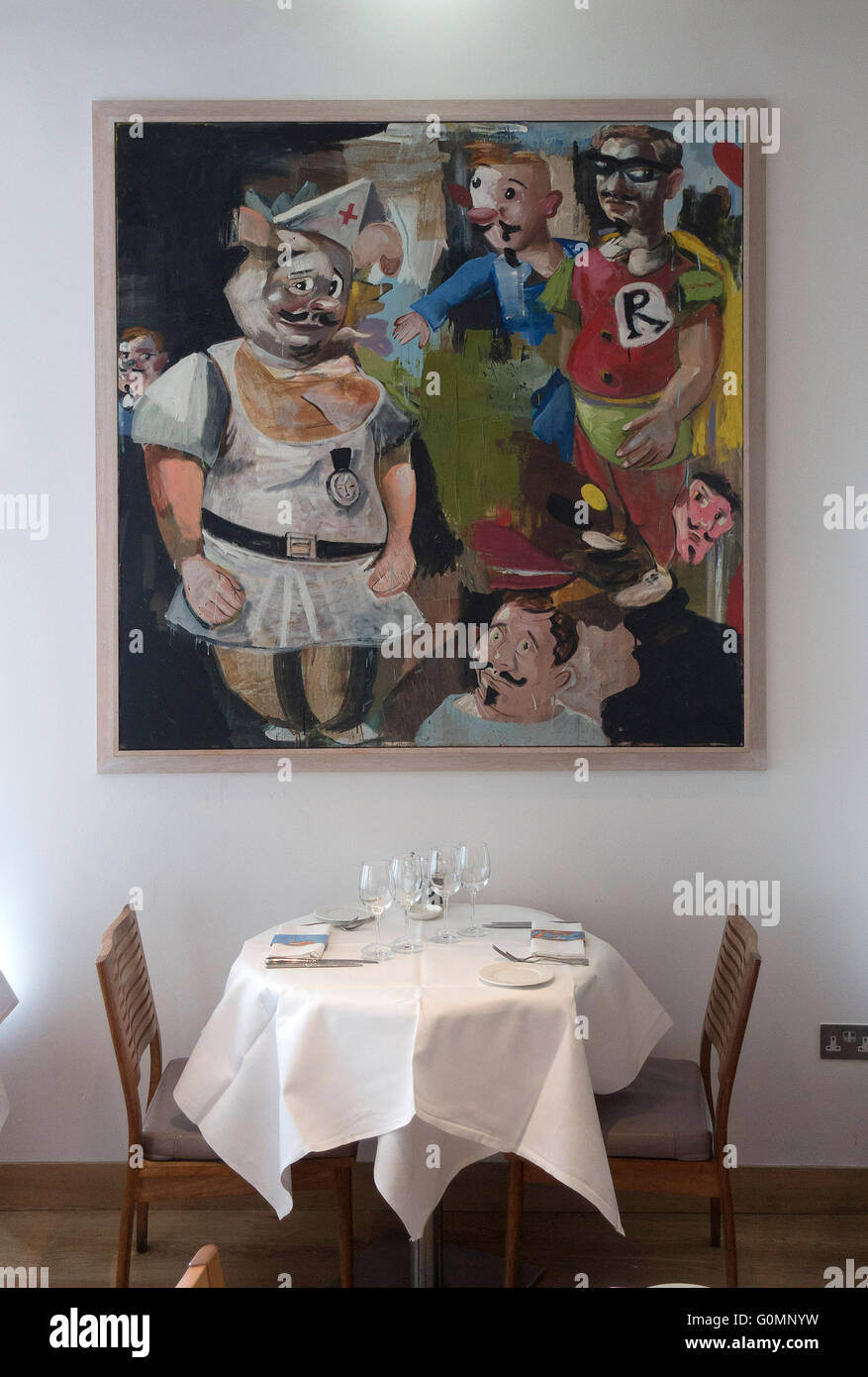 Rick Stein's Seafood Restaurant in Padstow,Cornwall: painting by Mclean Edwards called Gold Platinum Records Stock Photo