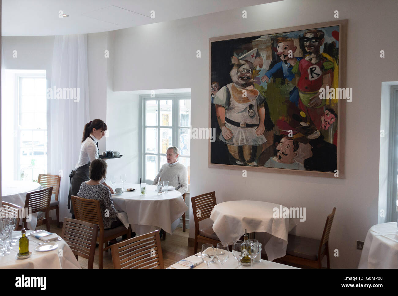 Rick Stein's Seafood Restaurant in Padstow,Cornwall: painting  by Mclean Edwards called Gold,Platinum Record Stock Photo
