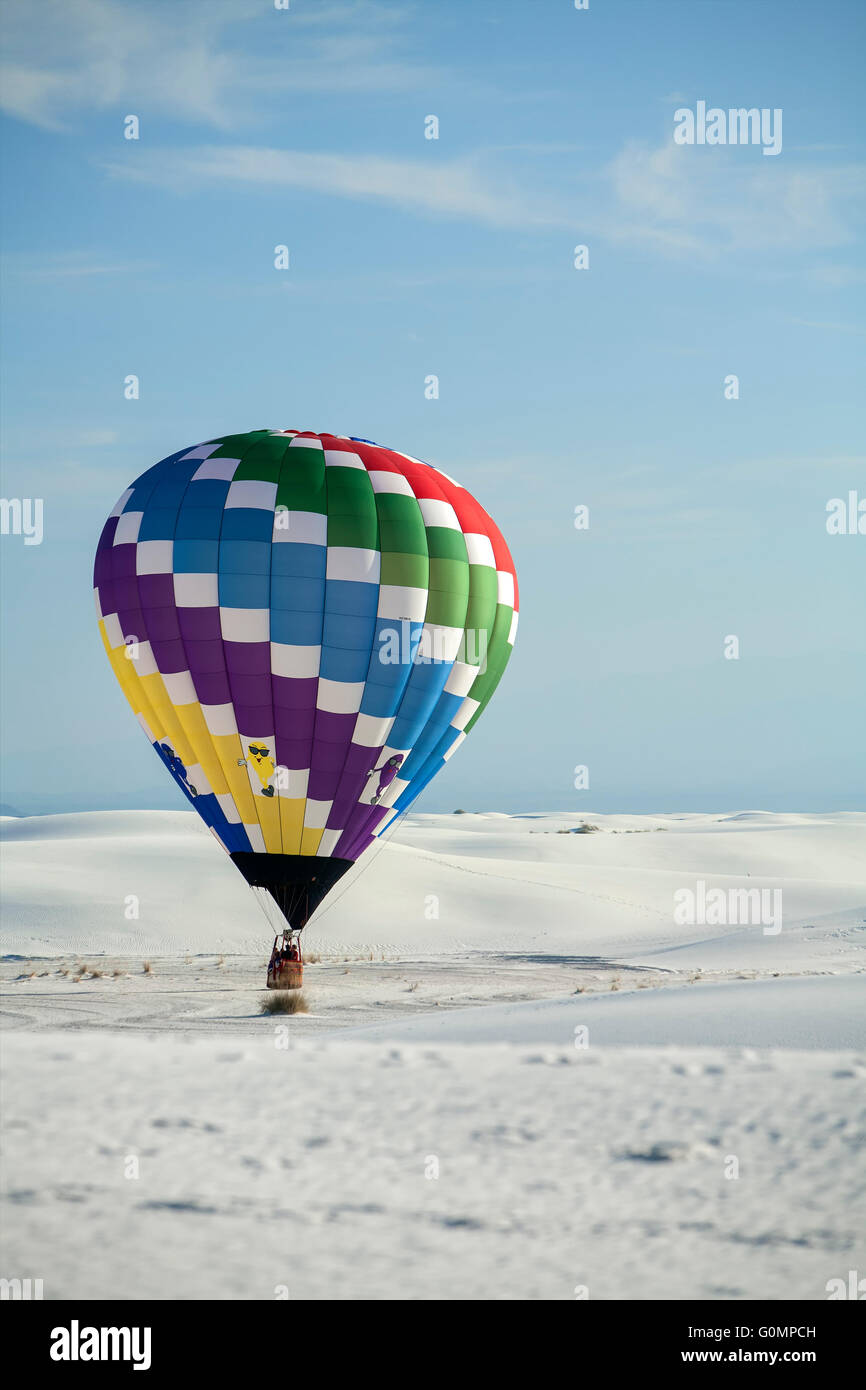 Hot air balloon and sand dunes, White Sands Balloon Festival, White