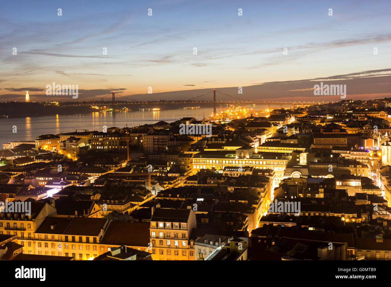 View on Lisbon in Portugal in the evening Stock Photo
