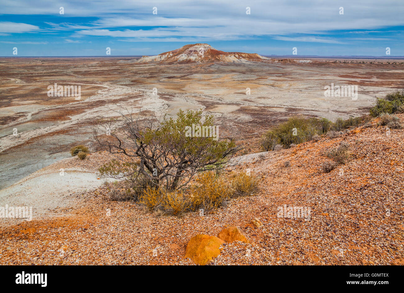 Painted Desert, Arckaringa Hills, Arckaringa Station, South Australia, view over the colouful slopes covered with mica slicates Stock Photo