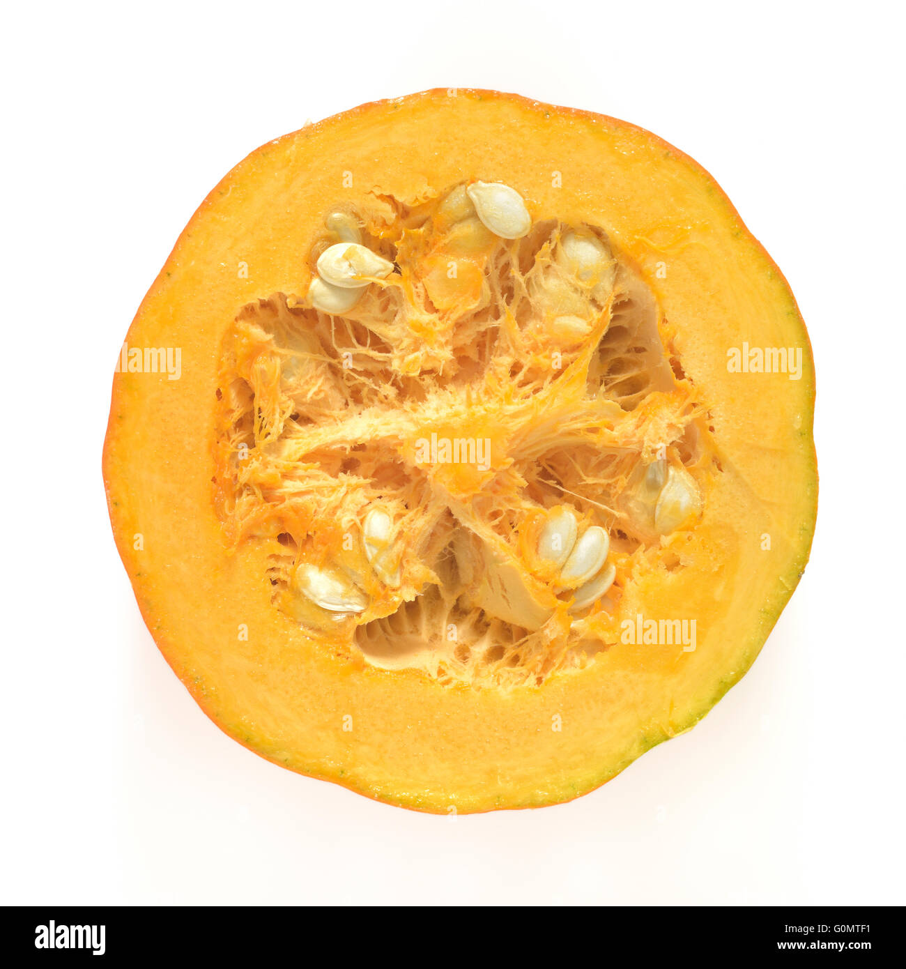 Top View of Cross section of Pumpkin Stock Photo