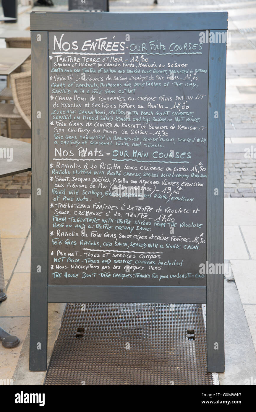 French menu english hi-res stock photography and images - Alamy