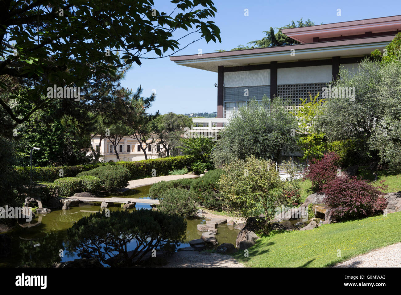 Japanese Embassy Rome View of the Japanese garden at the Japan Cultural Academy in Rome Stock ...