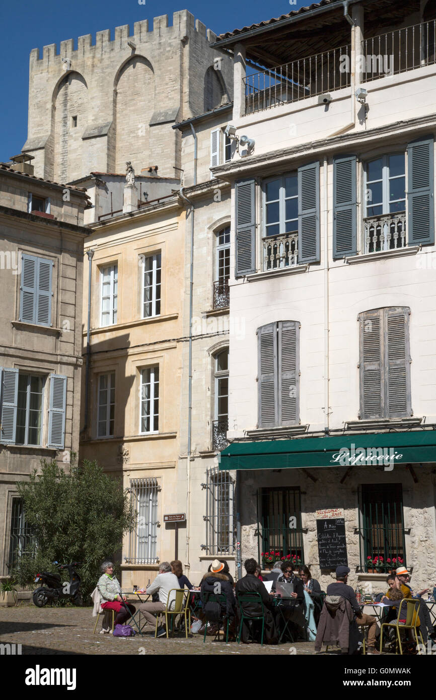 Restaurant on St Pierre Square, Avignon, France Stock Photo