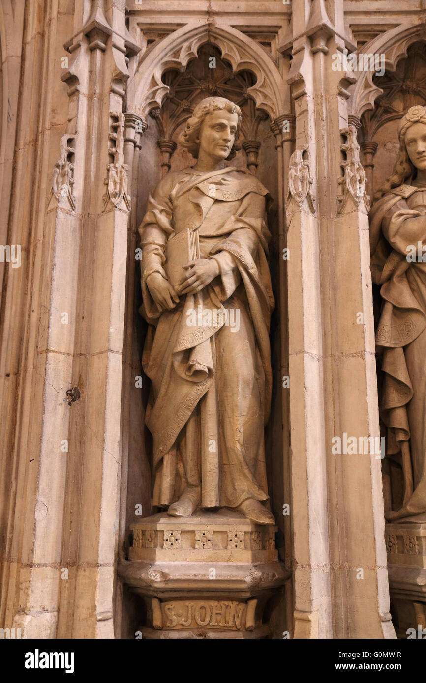 Statue depicting St John located in York Minster England Stock Photo