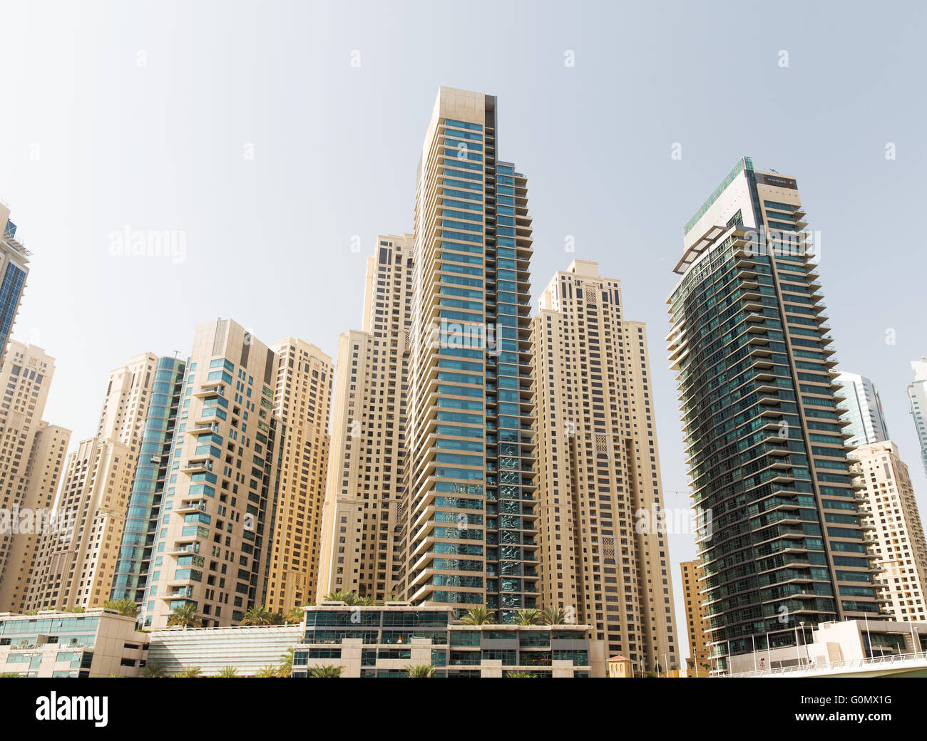 Dubai city business district with skyscrapers Stock Photo