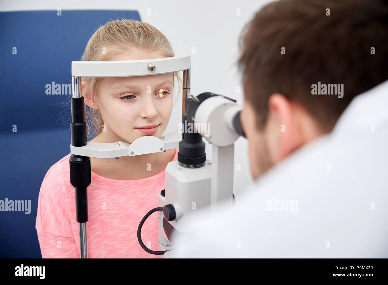 optician with tonometer and patient at eye clinic Stock Photo Alamy