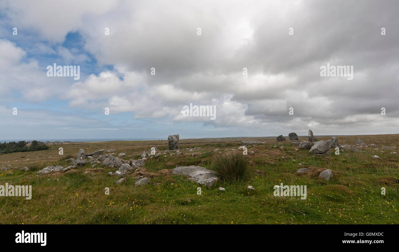 Steinacleit site a mystery on the moor at  Upper Shader, Isle of Lewis, Scotland Stock Photo