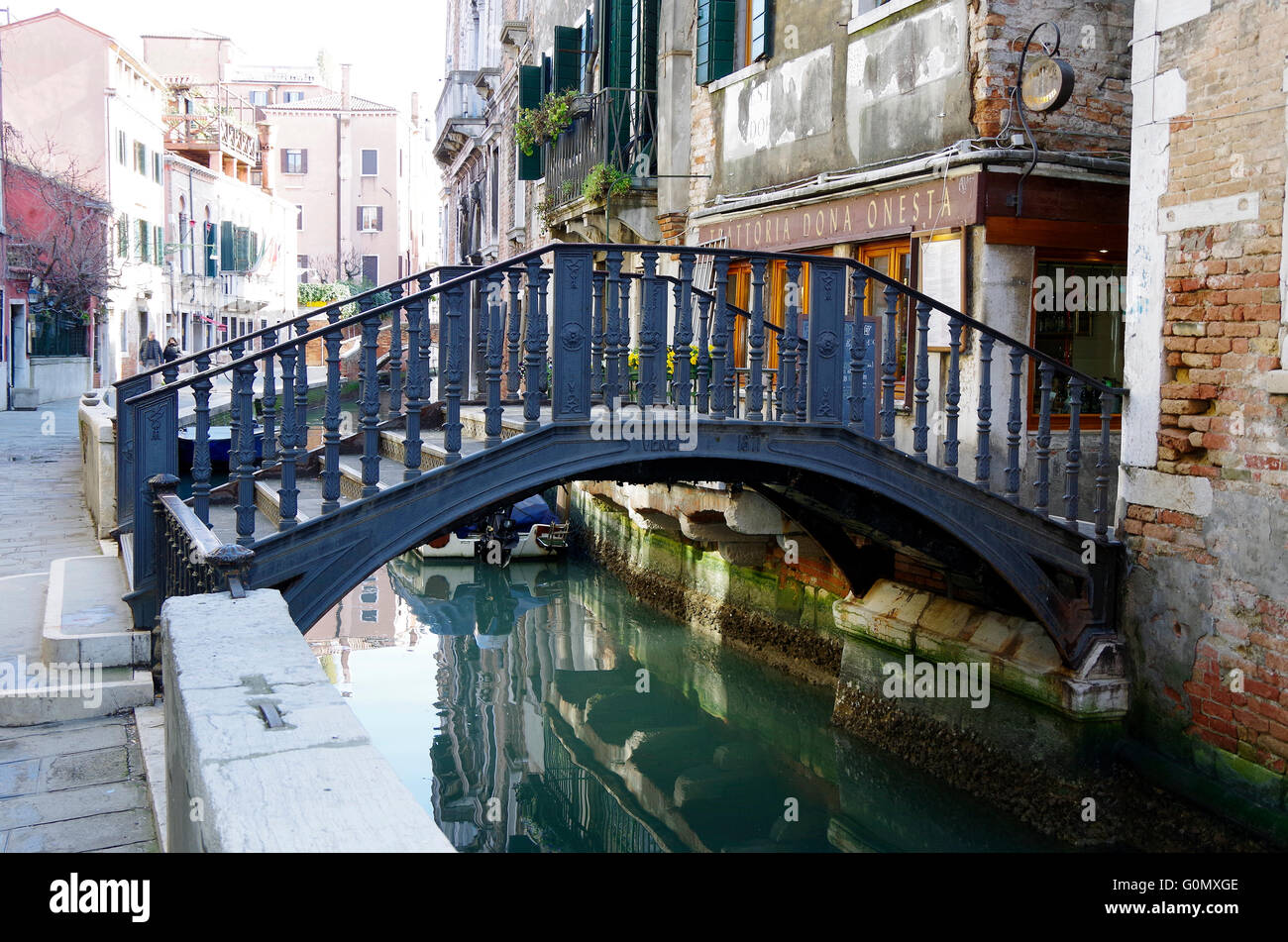 Venice, Italy, bridge, Rio de la Frescada Stock Photo