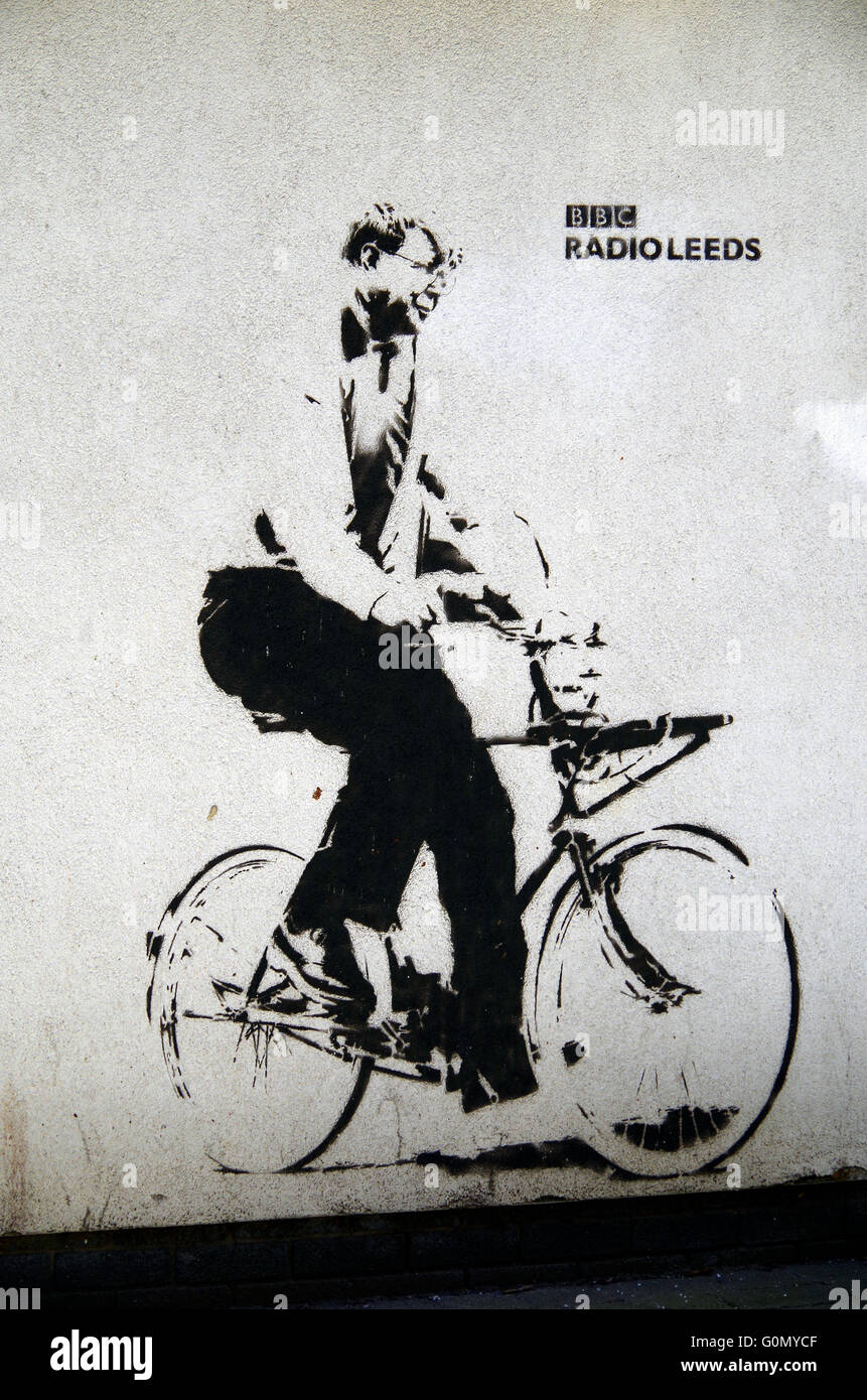 Painted Graffito Of Alan Bennett c Yorkshire Stock Photo Alamy