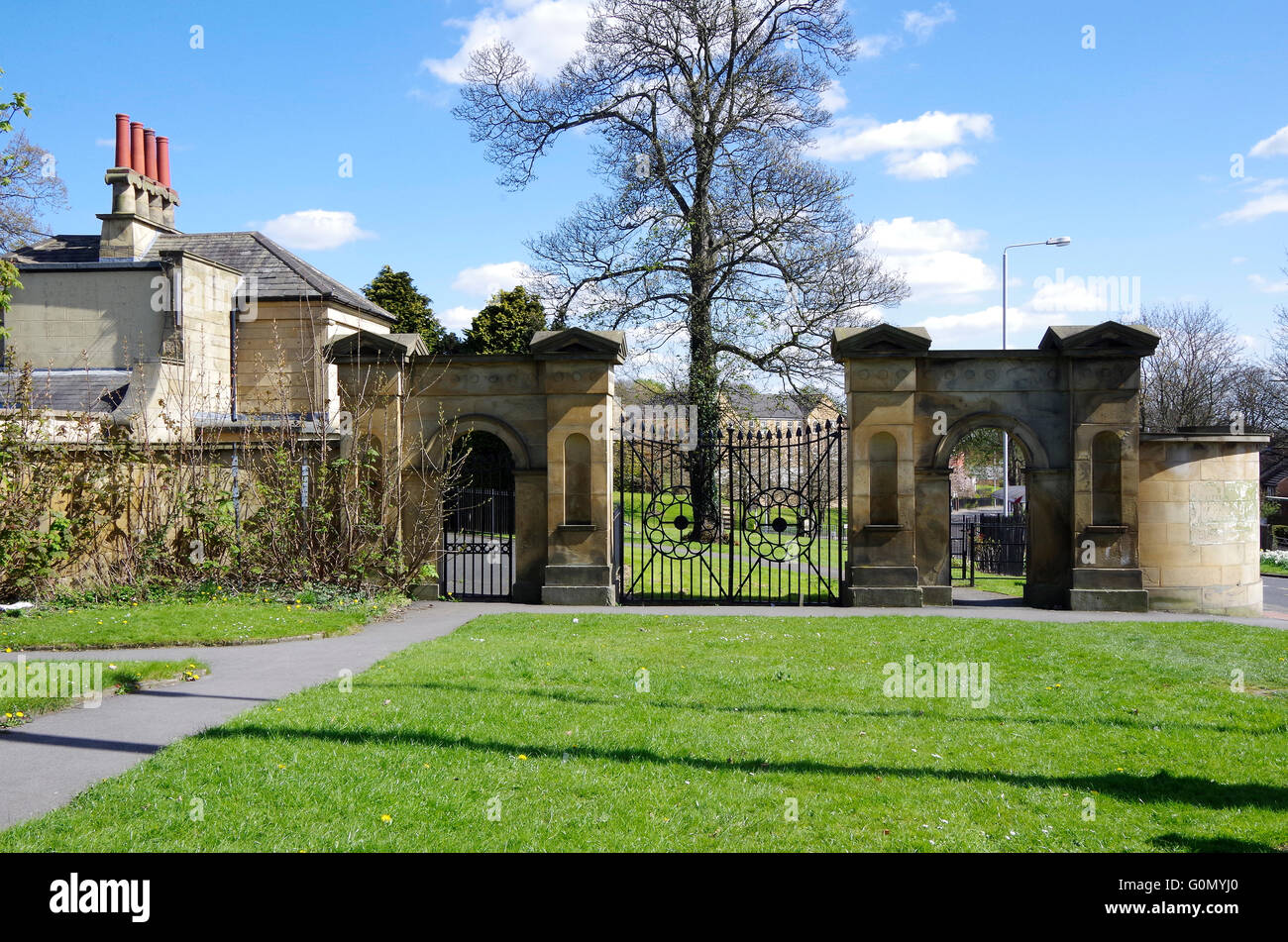 Gate house of Gledhow Grove, Greek Revival Mansion Stock Photo Alamy