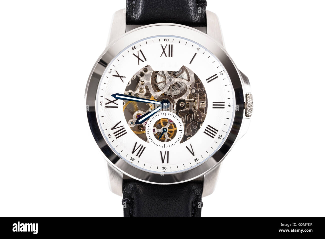 Automatic Men Watch With Visible Mechanism Isolated On White Stock ...