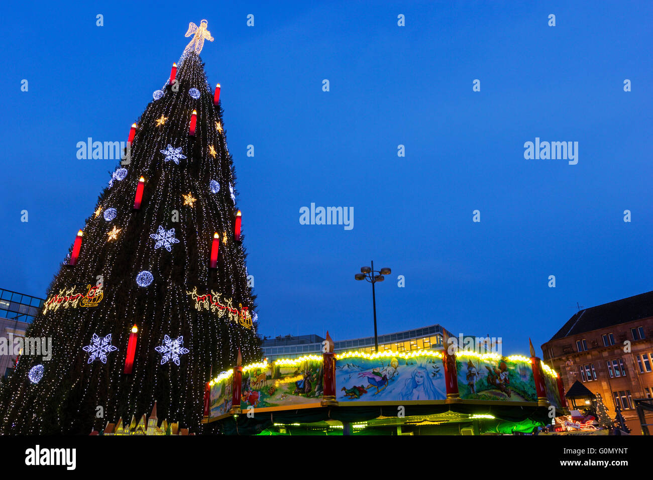 Christmas tree in Dortmund in Germany in the evening Stock Photo Alamy