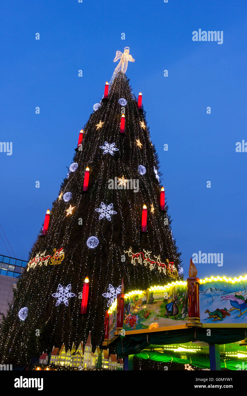 Christmas tree in Dortmund in Germany in the evening Stock Photo - Alamy