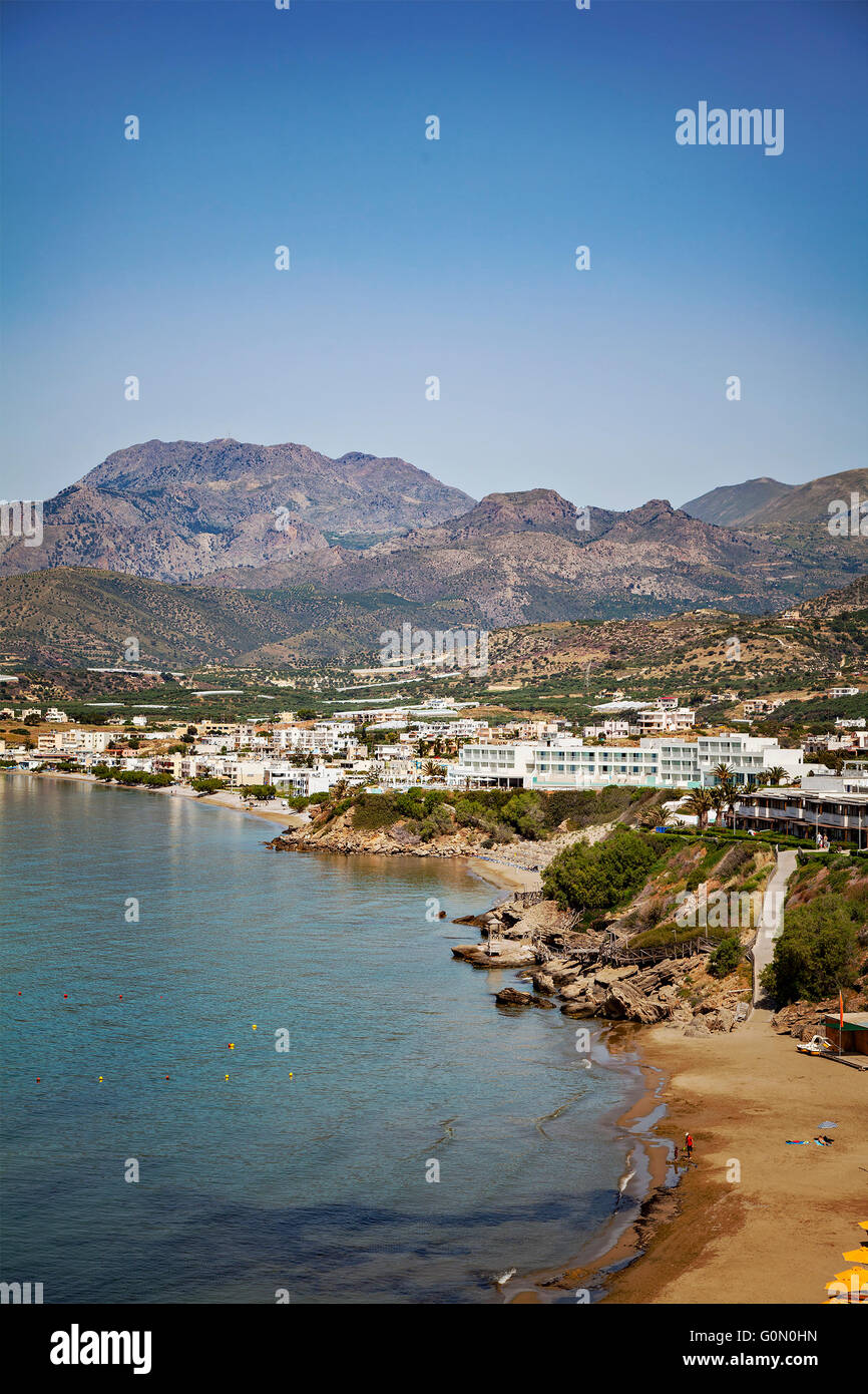 Image of the resort village of Makrigialos on south-east Crete, Greece. Stock Photo