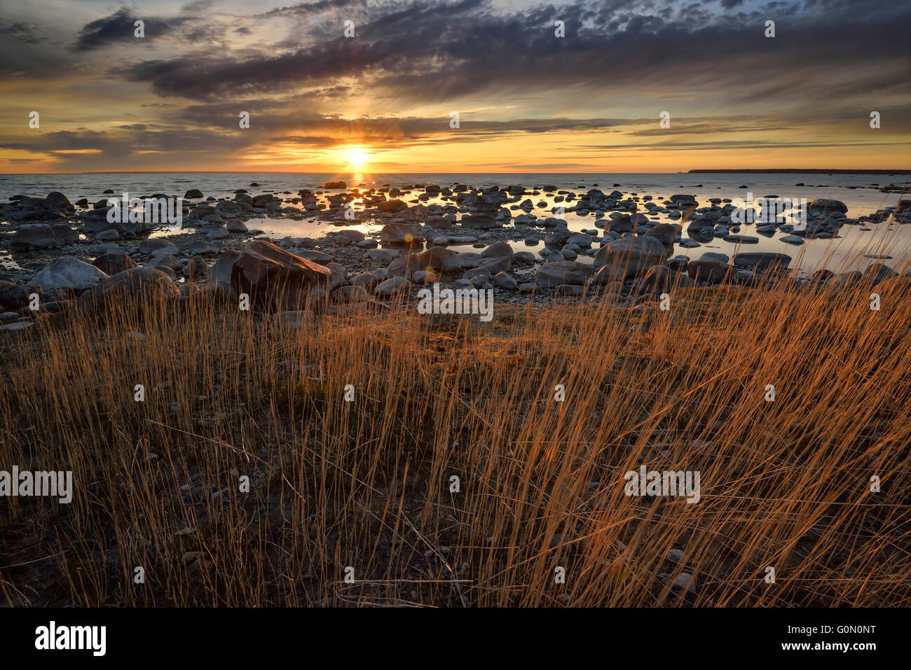 Sunset over the Baltic sea Stock Photo - Alamy