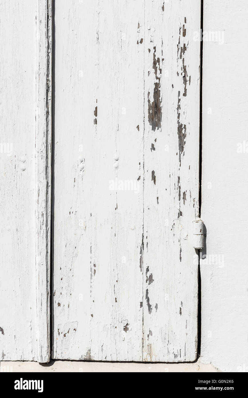 Weathered White Wooden Door With Hinges Textured With White Paint Stock Photo Alamy