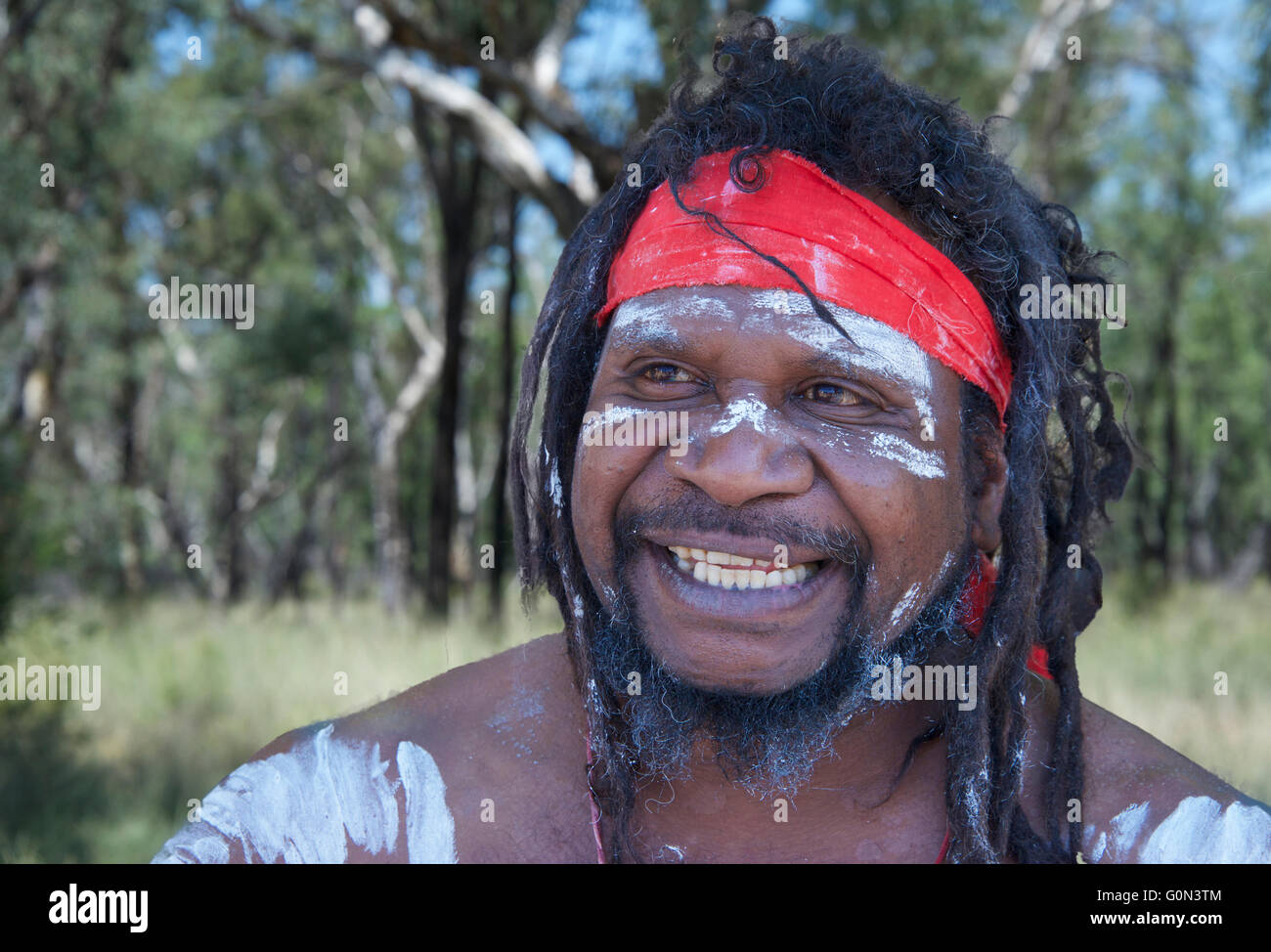 Portrait Australian Aborigine native of Alice Springs photographed NSW Australia Stock Photo