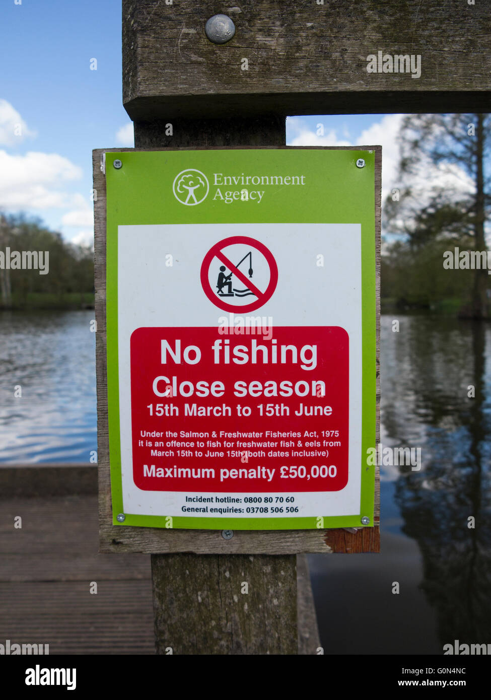 No fishing sign for Close season Stock Photo Alamy