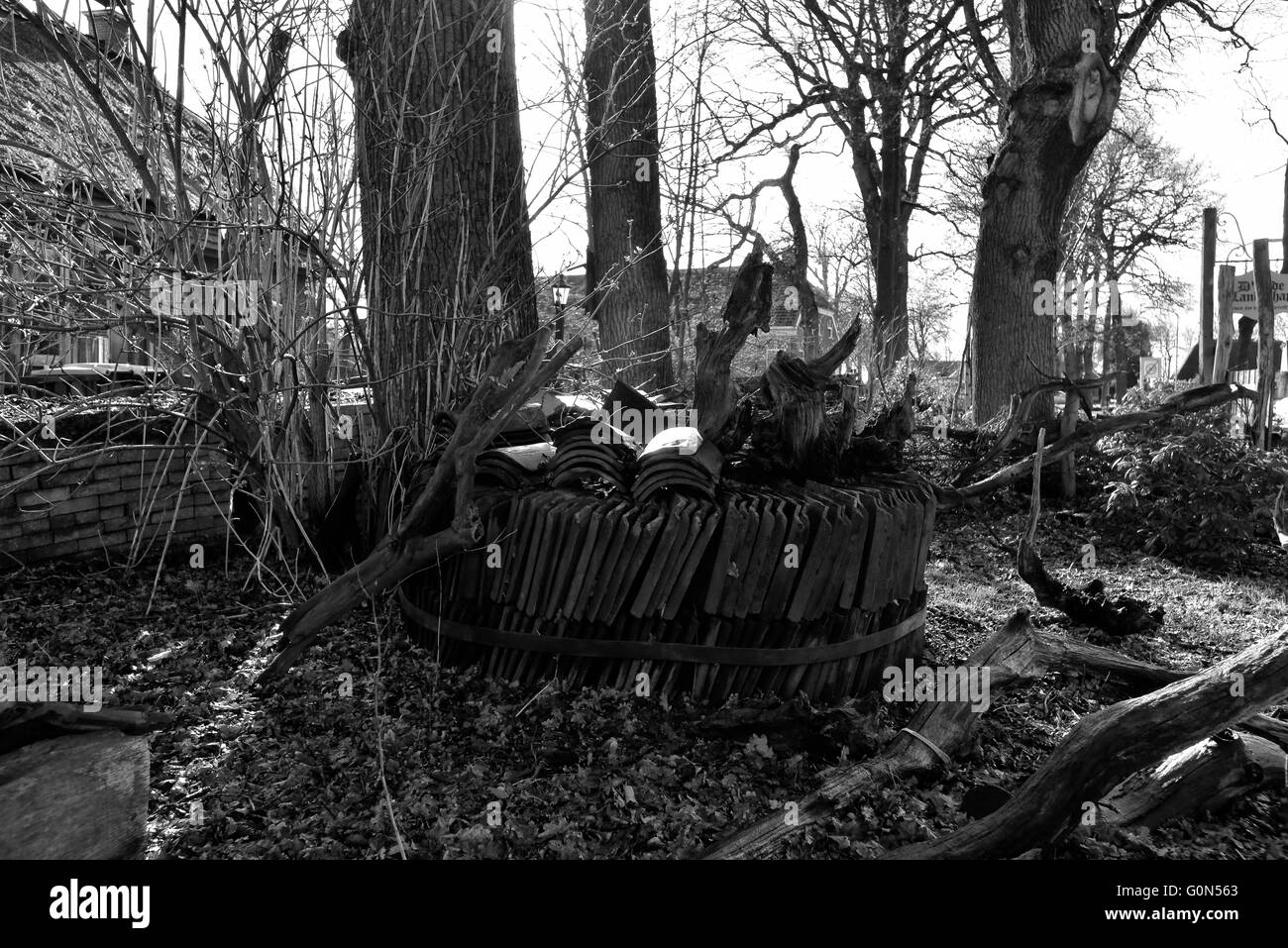 Black and white rustic farm scene Stock Photo - Alamy