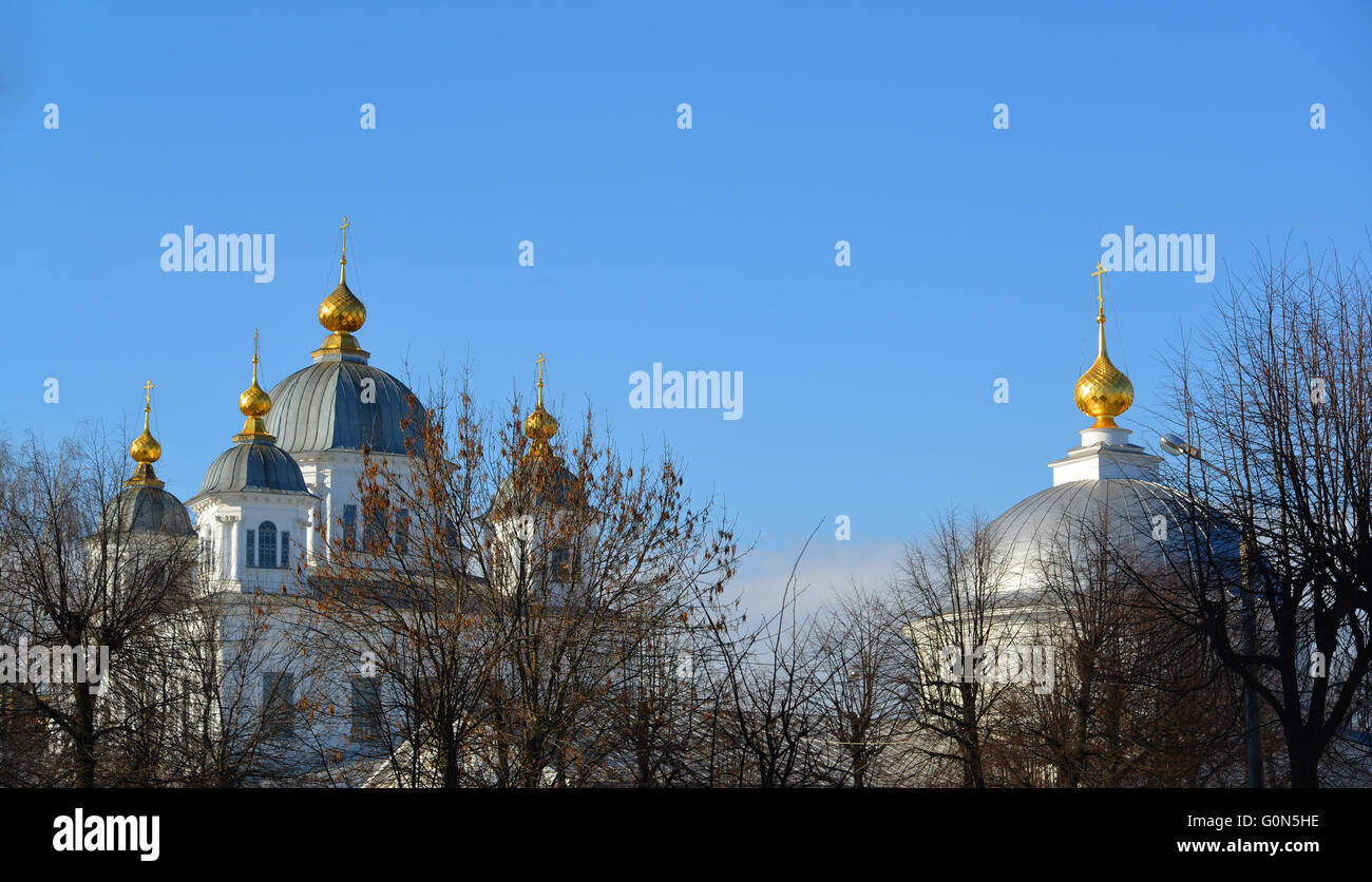 View of  Kazan female monastery with Andropov Street Stock Photo