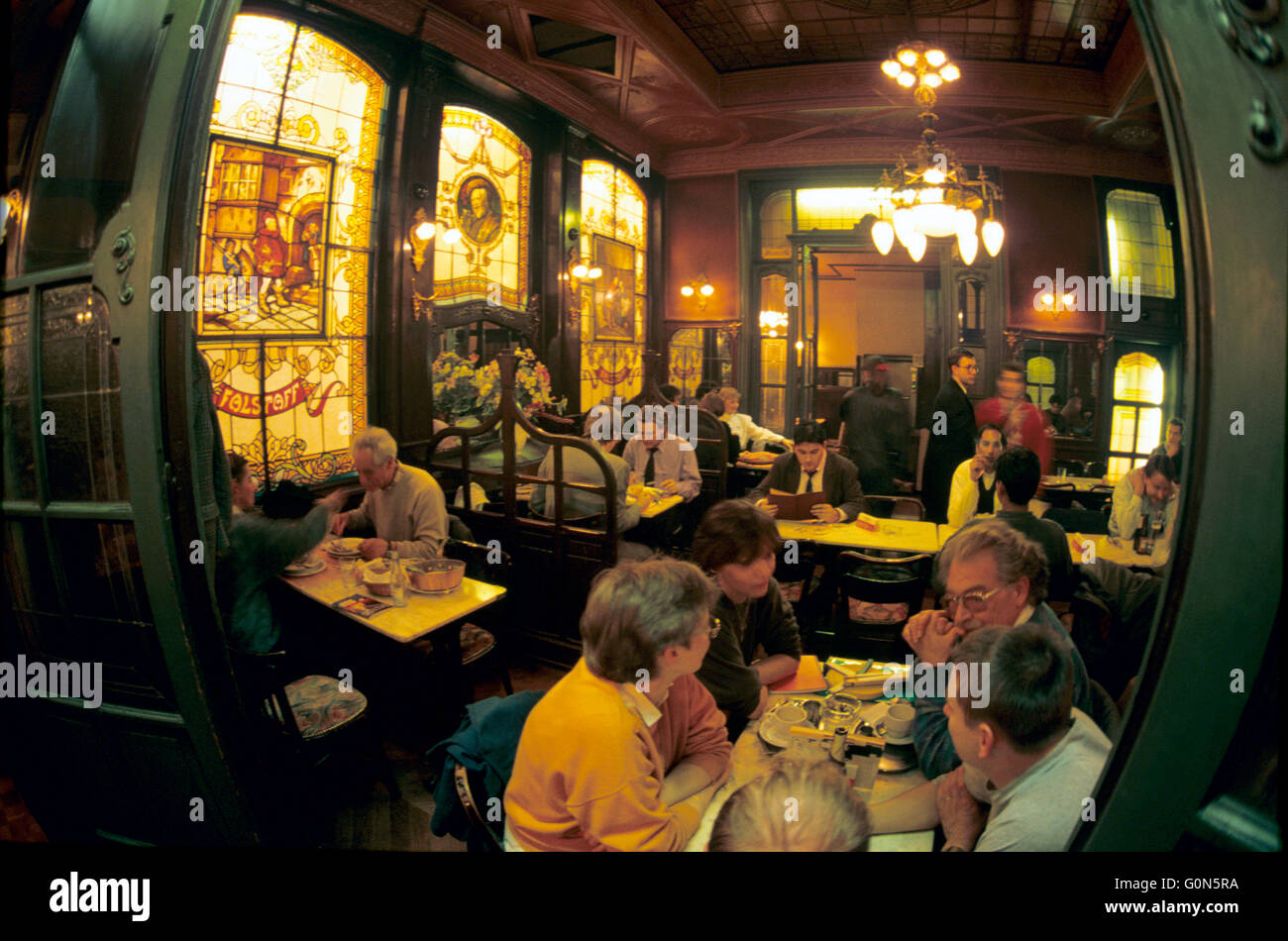 Beer pub and cafe ''Falstaff', Brussels, Belgium, restaurant. Stock Photo