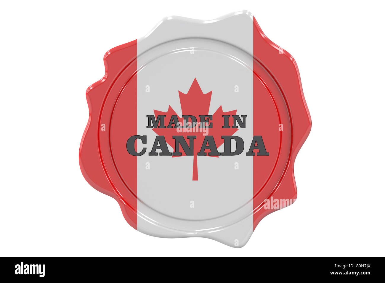 Seal 'Made in Canada', 3D rendering Stock Photo