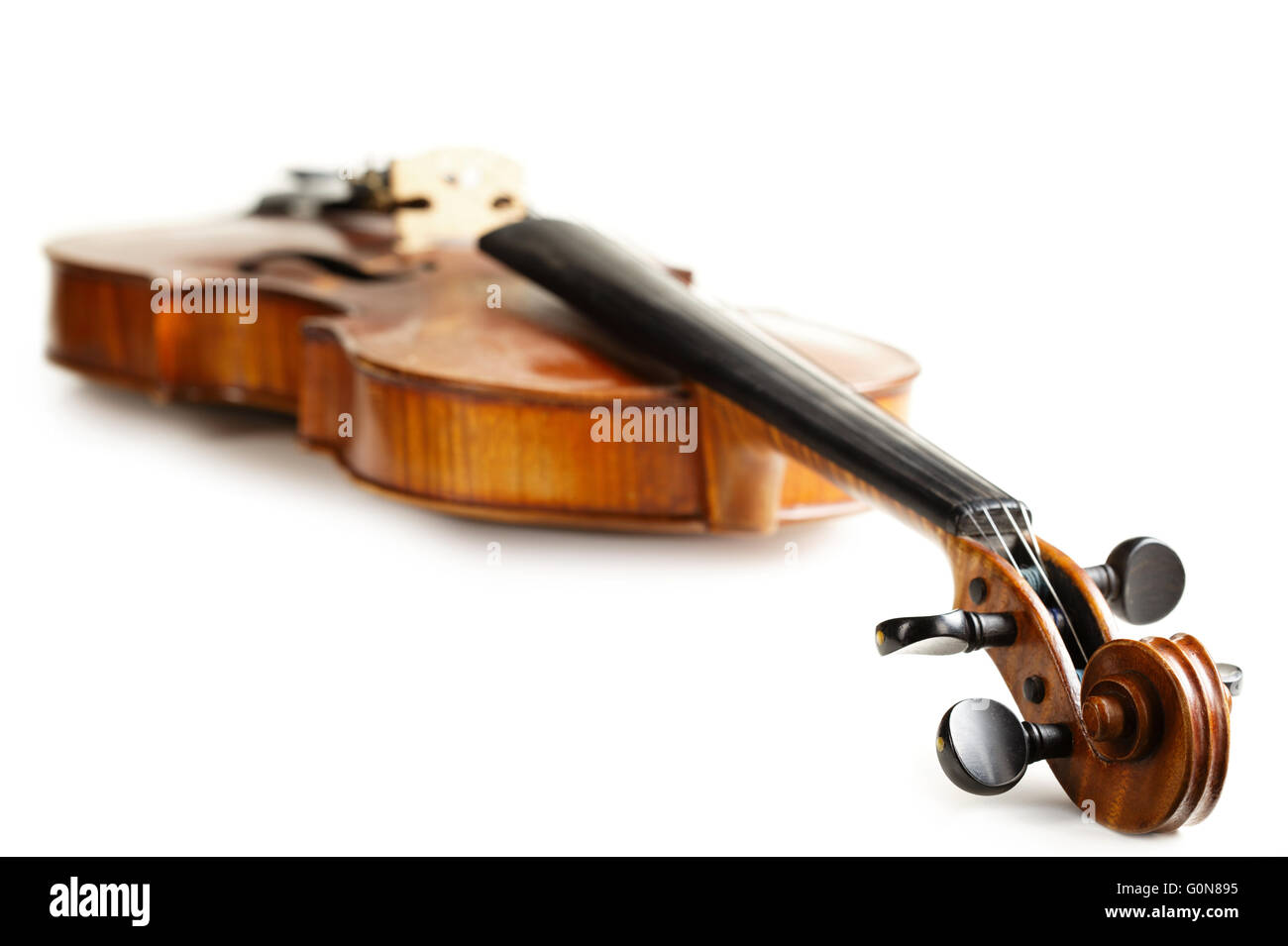aged handmade violin Stock Photo