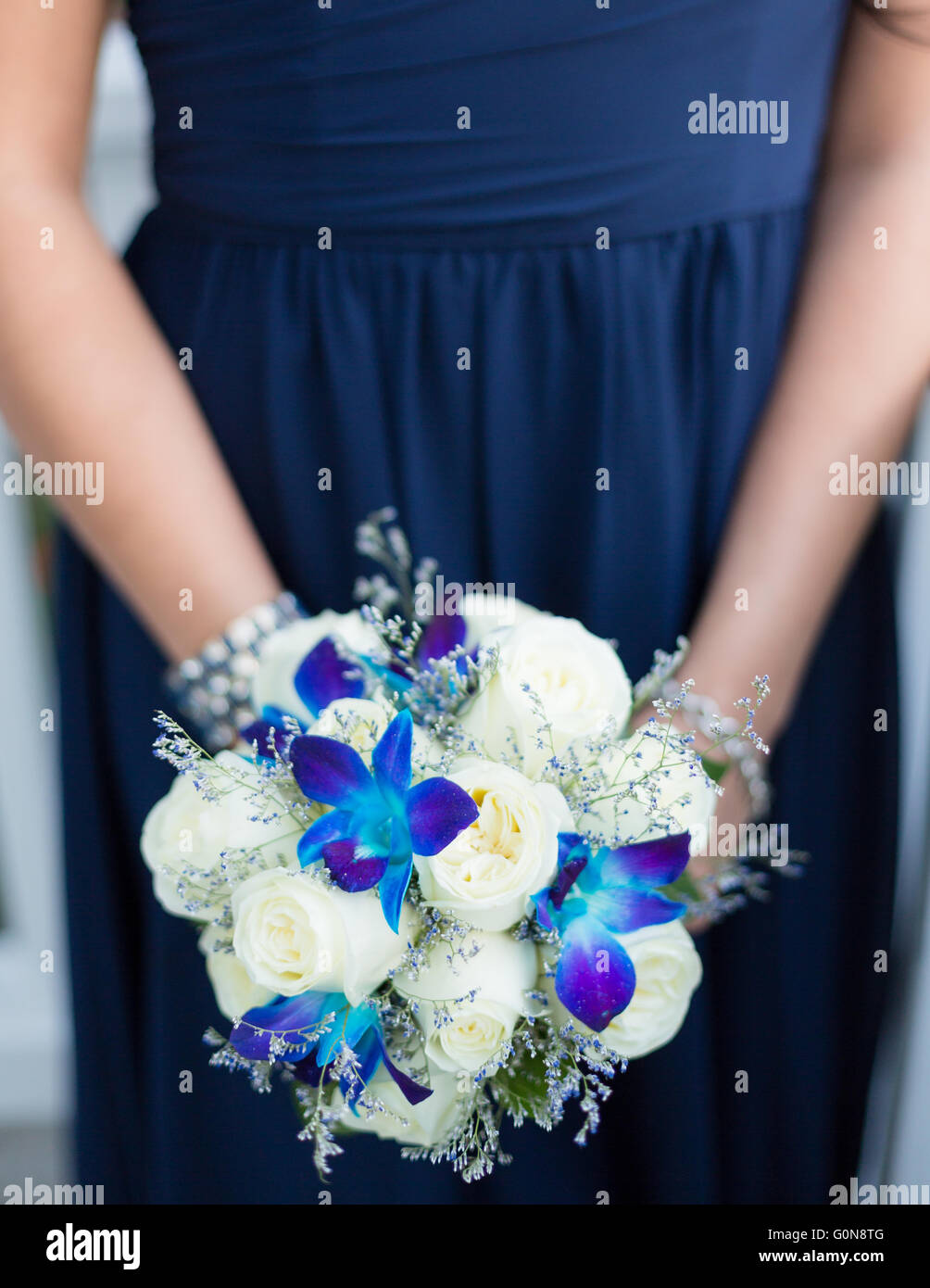 Royal Blue Wrist Corsage Bracelet Bridesmaid Sisters Hand Flowers Wedding  Party