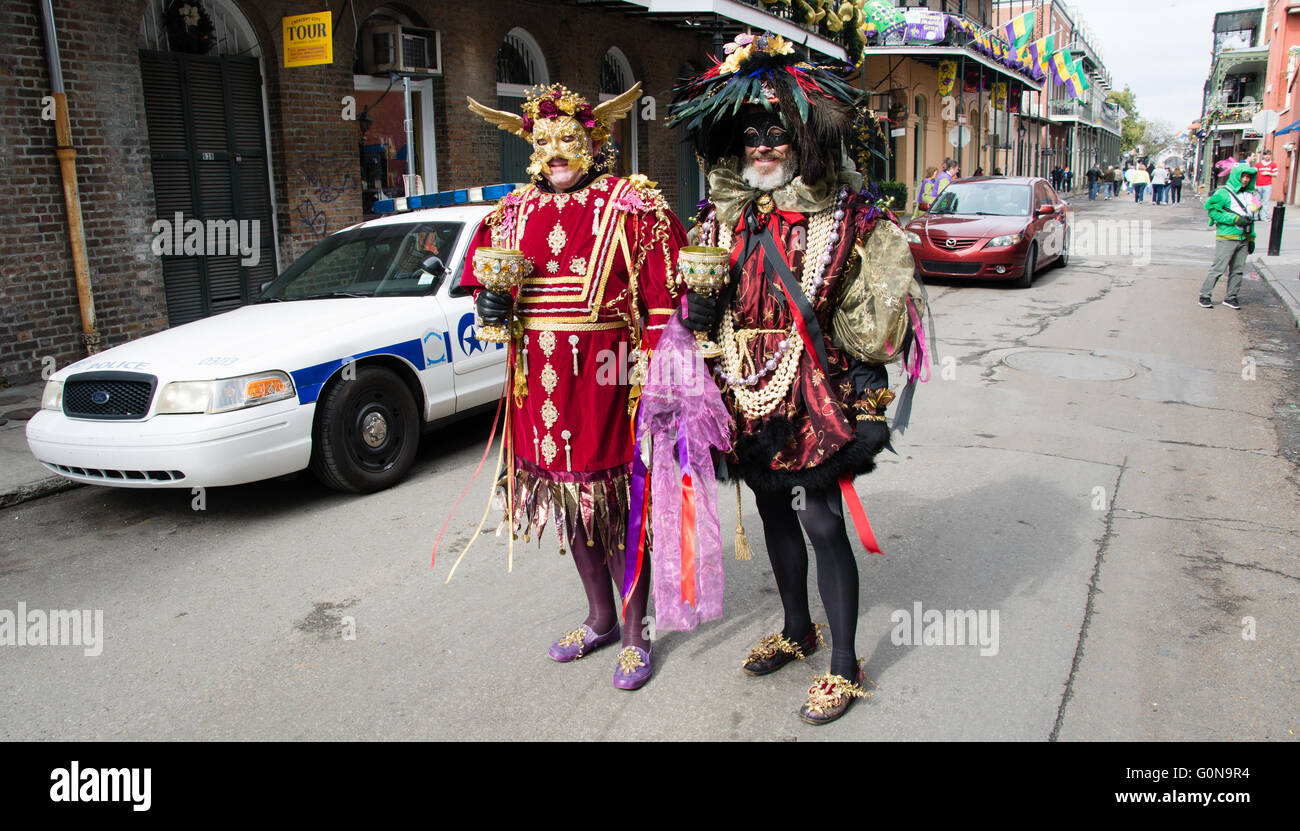 Mardi Gras 2015, St Ann's Parade, French Quarter, New Orleans, Louisiana, USA Stock Photo