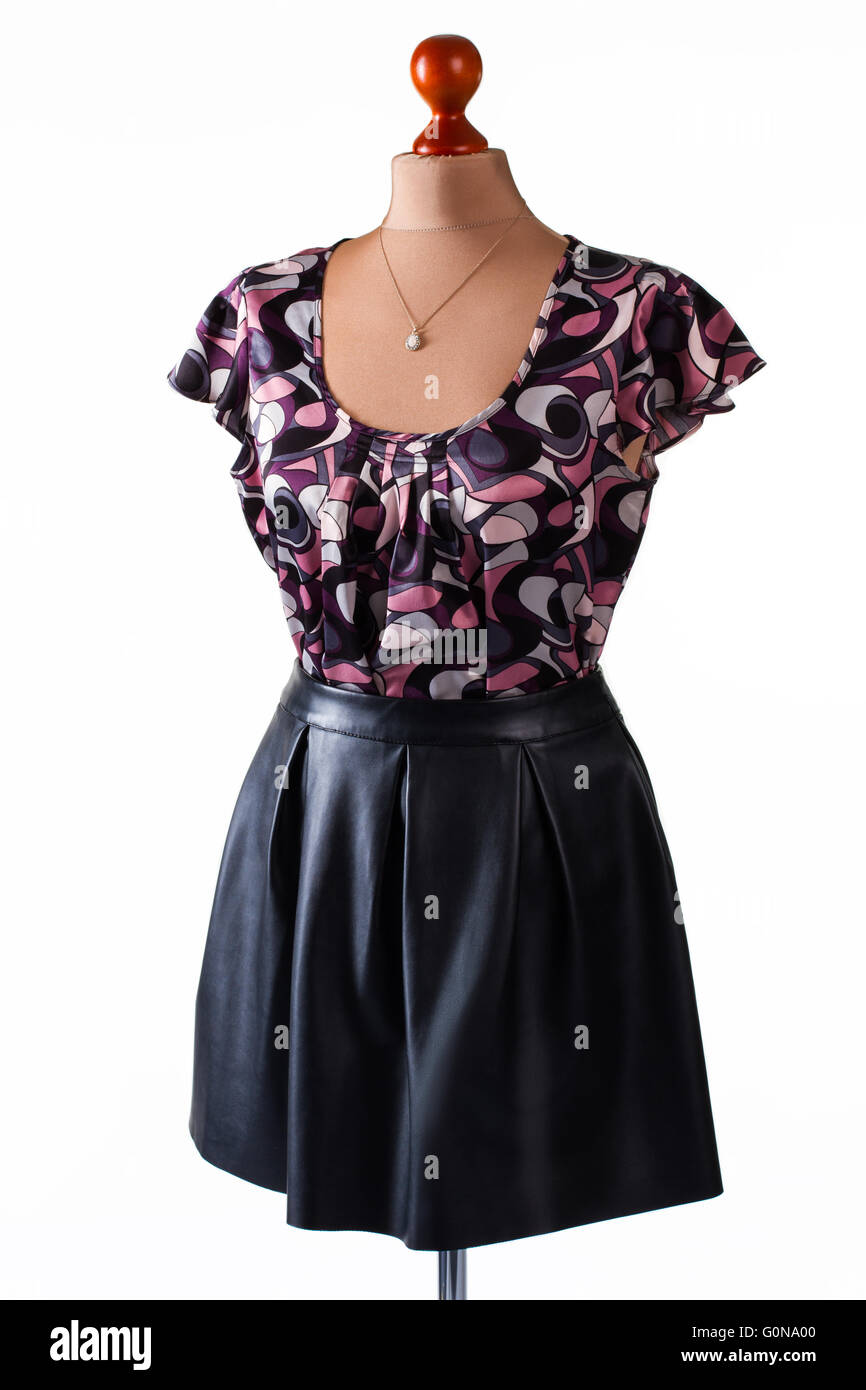 Casual blouse and black skirt. Stock Photo