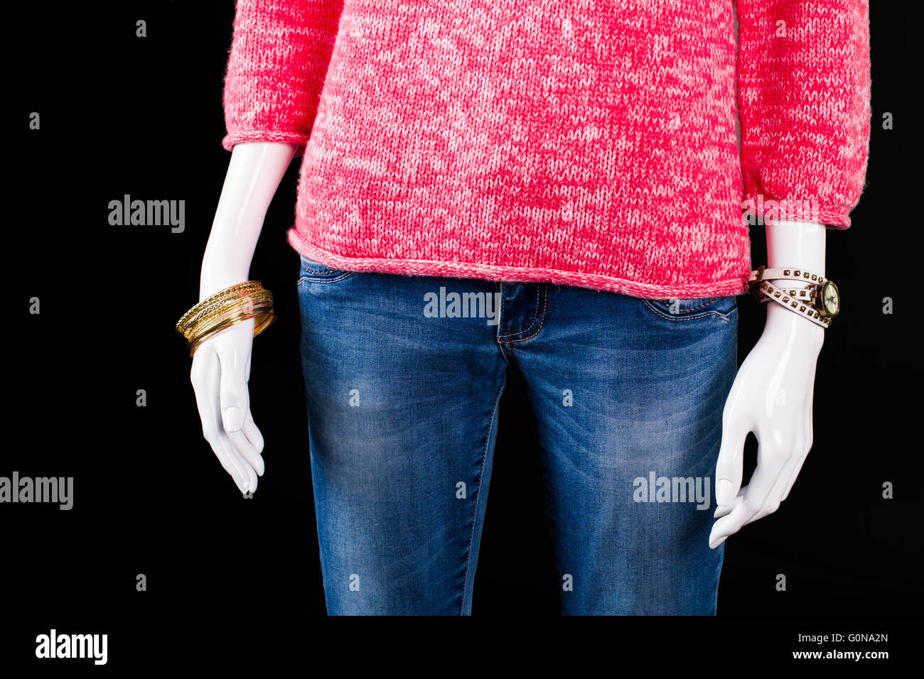 White Top With Pink Sweater And Jeans Trousers 3pc Set
