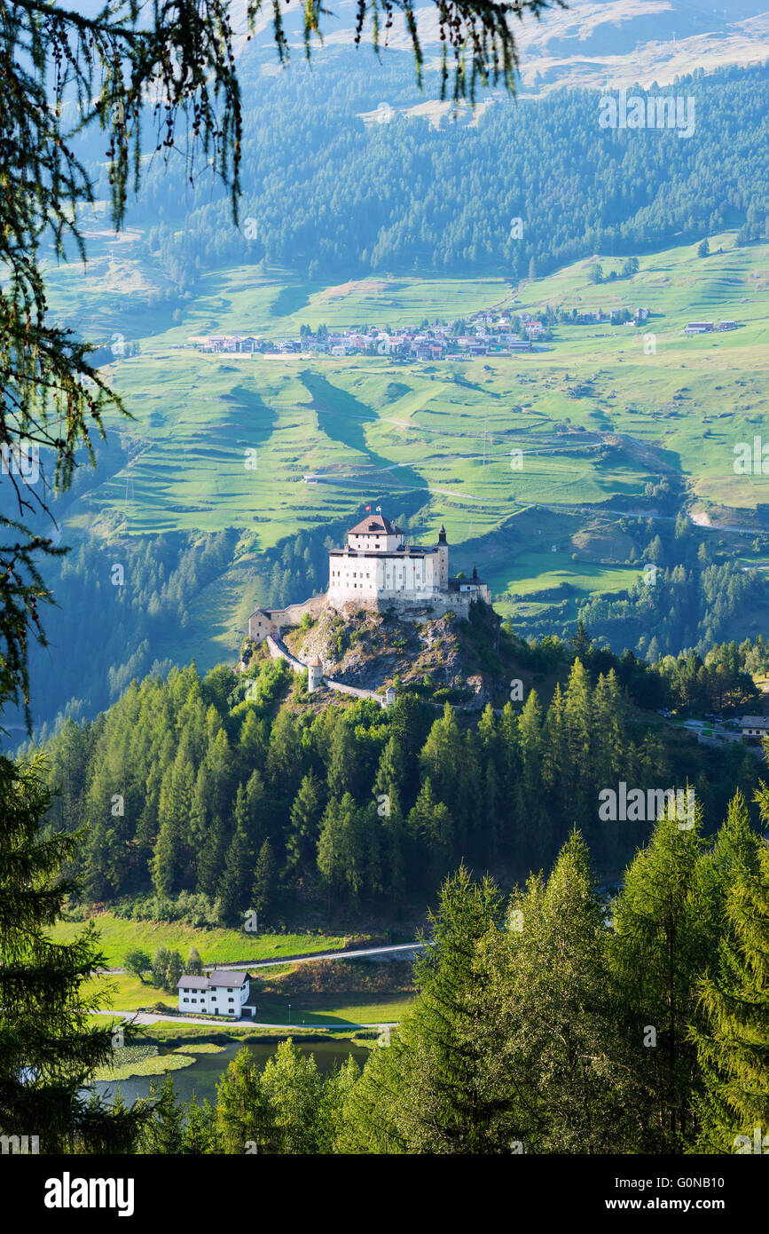 Europe, Switzerland, Graubunden, Engadine, Scuol Tarasp, Scuol castle, (Schloss Tarasp) Stock Photo