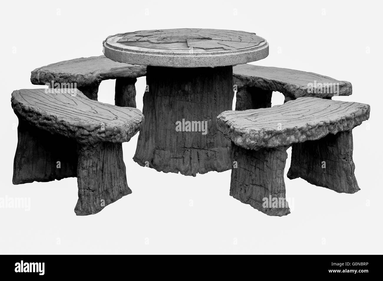 old table and chair made by concrete look like wood isolated on white background Stock Photo Alamy