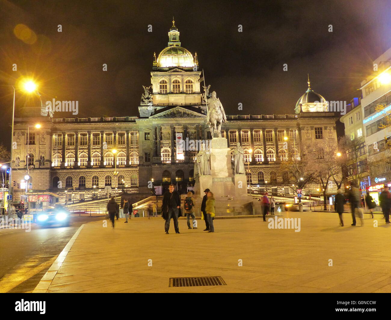 Prague, Czech Republic. Wenceslaus Square with statue of Saint