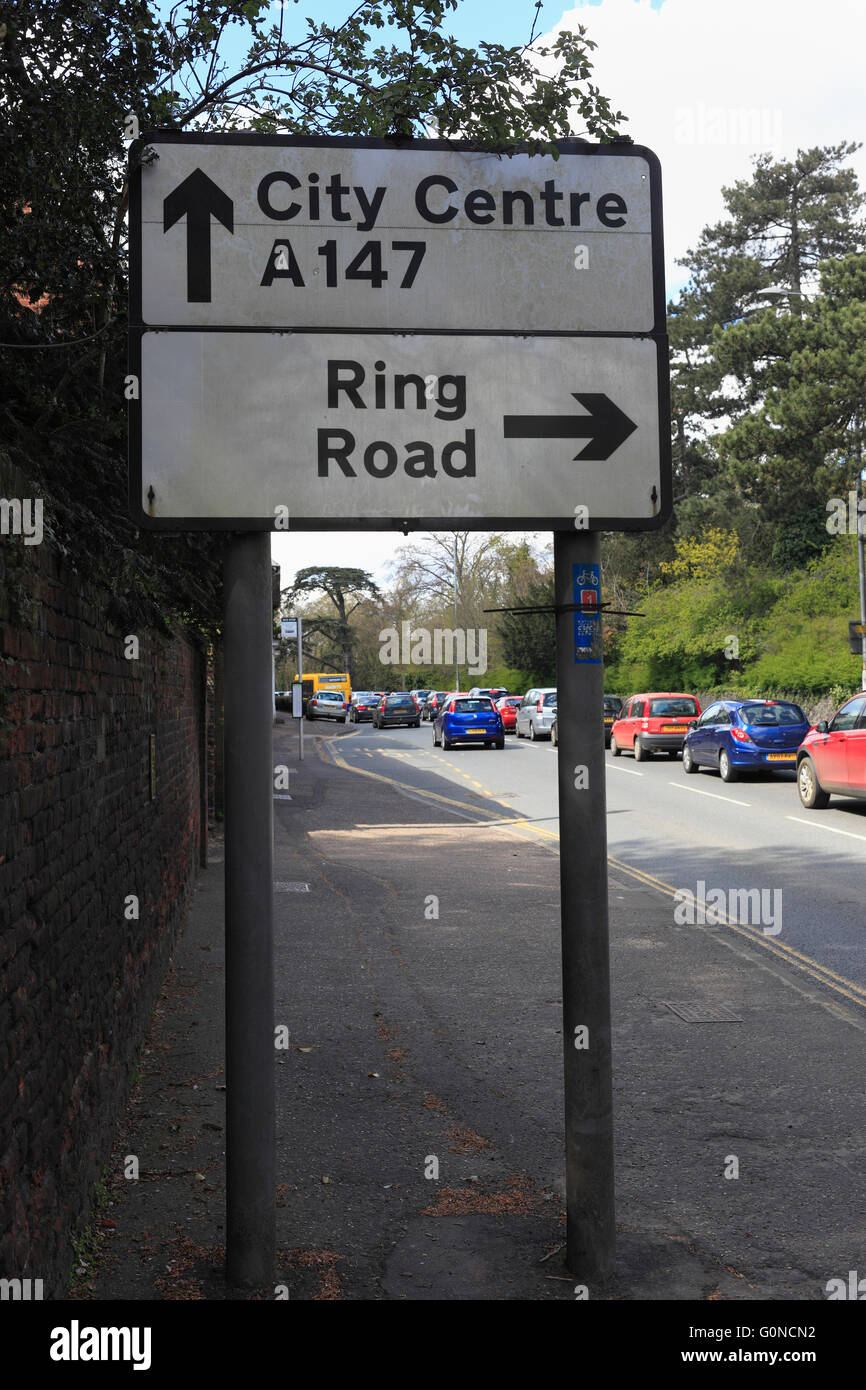 Road signs in Norwich "City Centre" "Ring Road Stock Photo Alamy