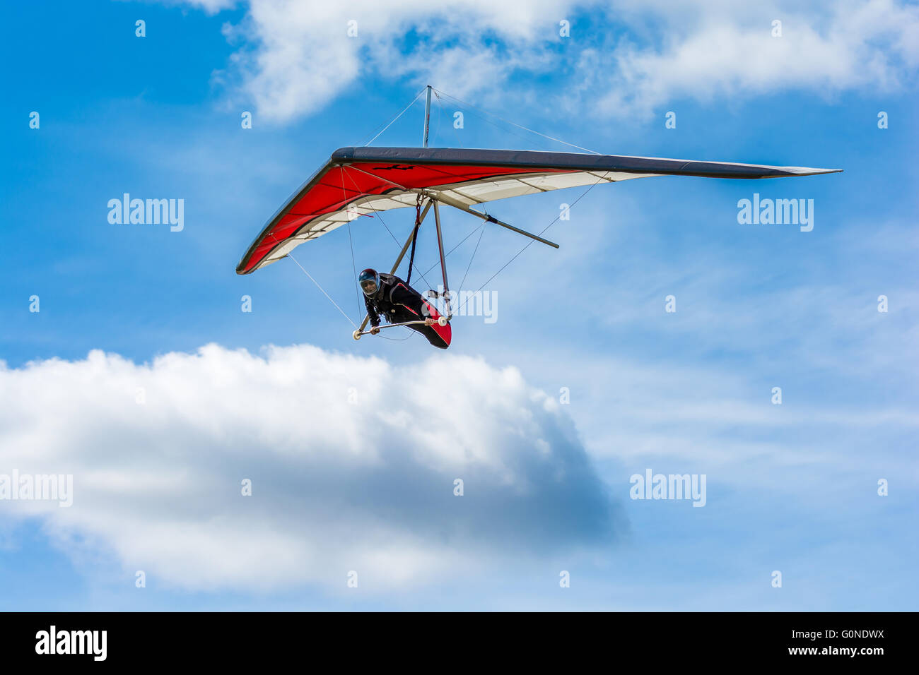 Diego Calderoni riding the thermals high above Hammett Idaho Stock Photo