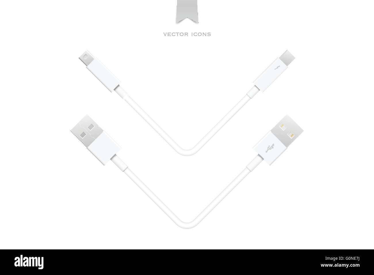 external peripherals interface cables isolated on white background. vector PCI Express, Display Port. computer peripheral or mon Stock Vector