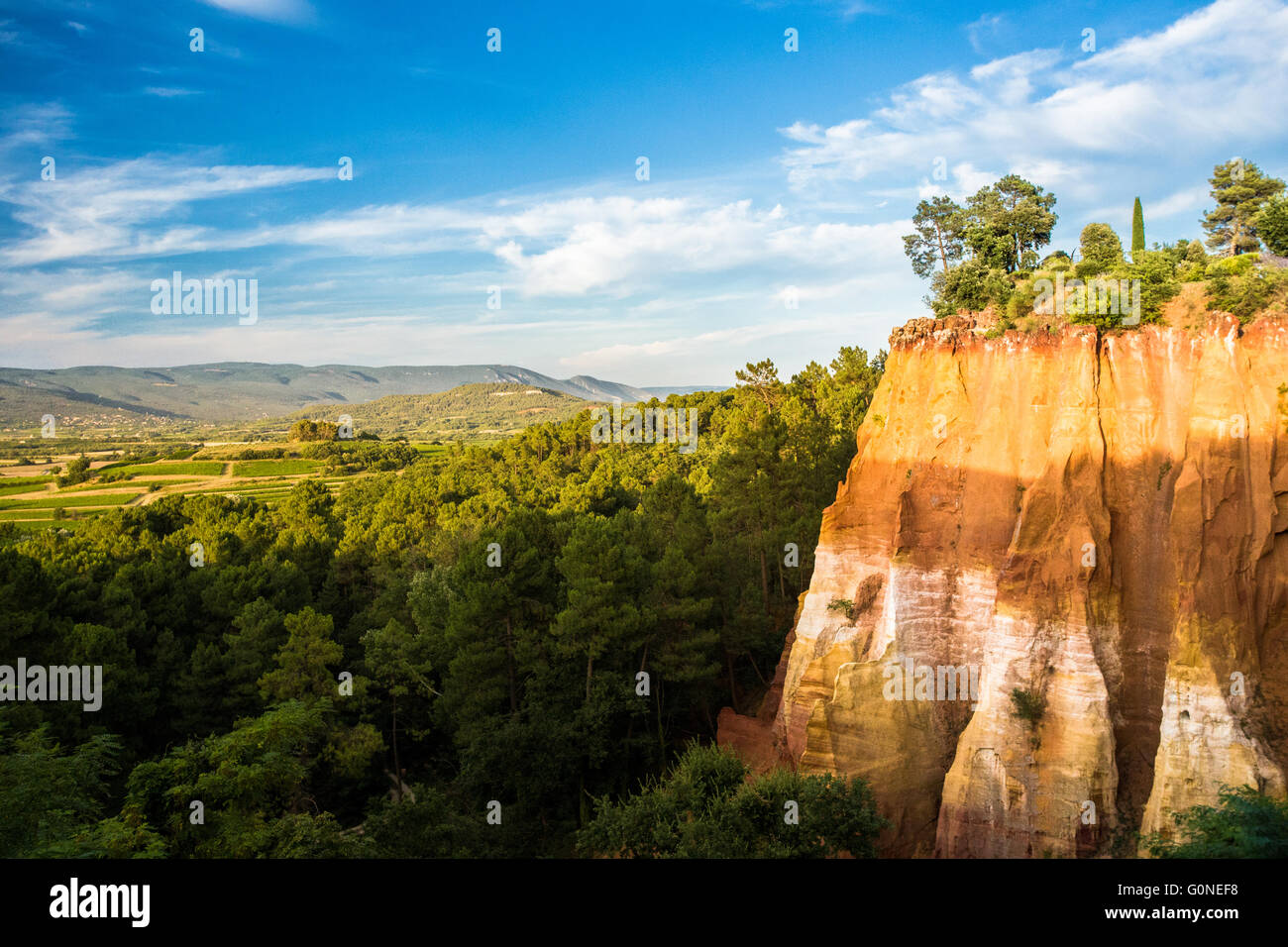 Coloured nature in the ochre hills of South France Stock Photo