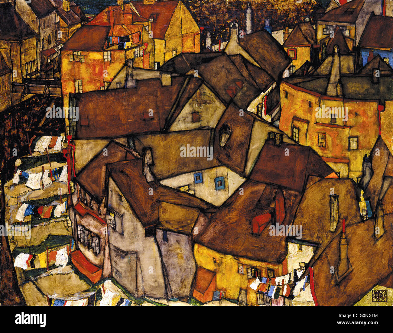 Egon Schiele - Krumau - Crescent of Houses (The small City V) Stock Photo