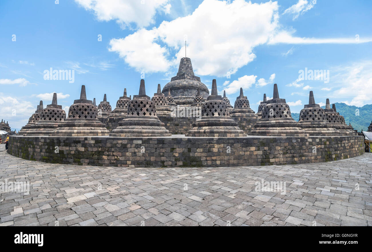 View on stupas in Borobudur temple Stock Photo