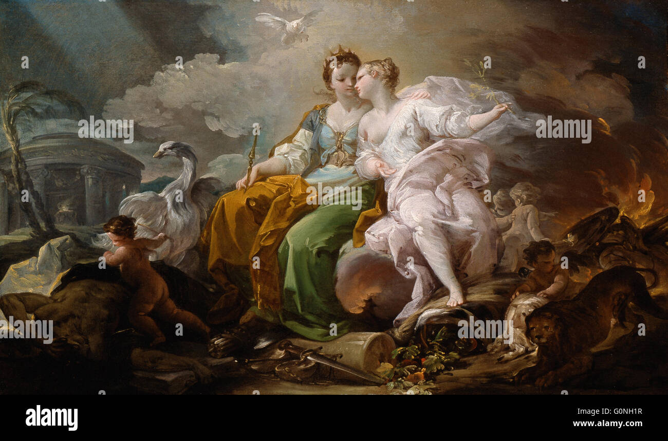 Giaquinto, Corrado - Allegory of Peace and Justice Stock Photo