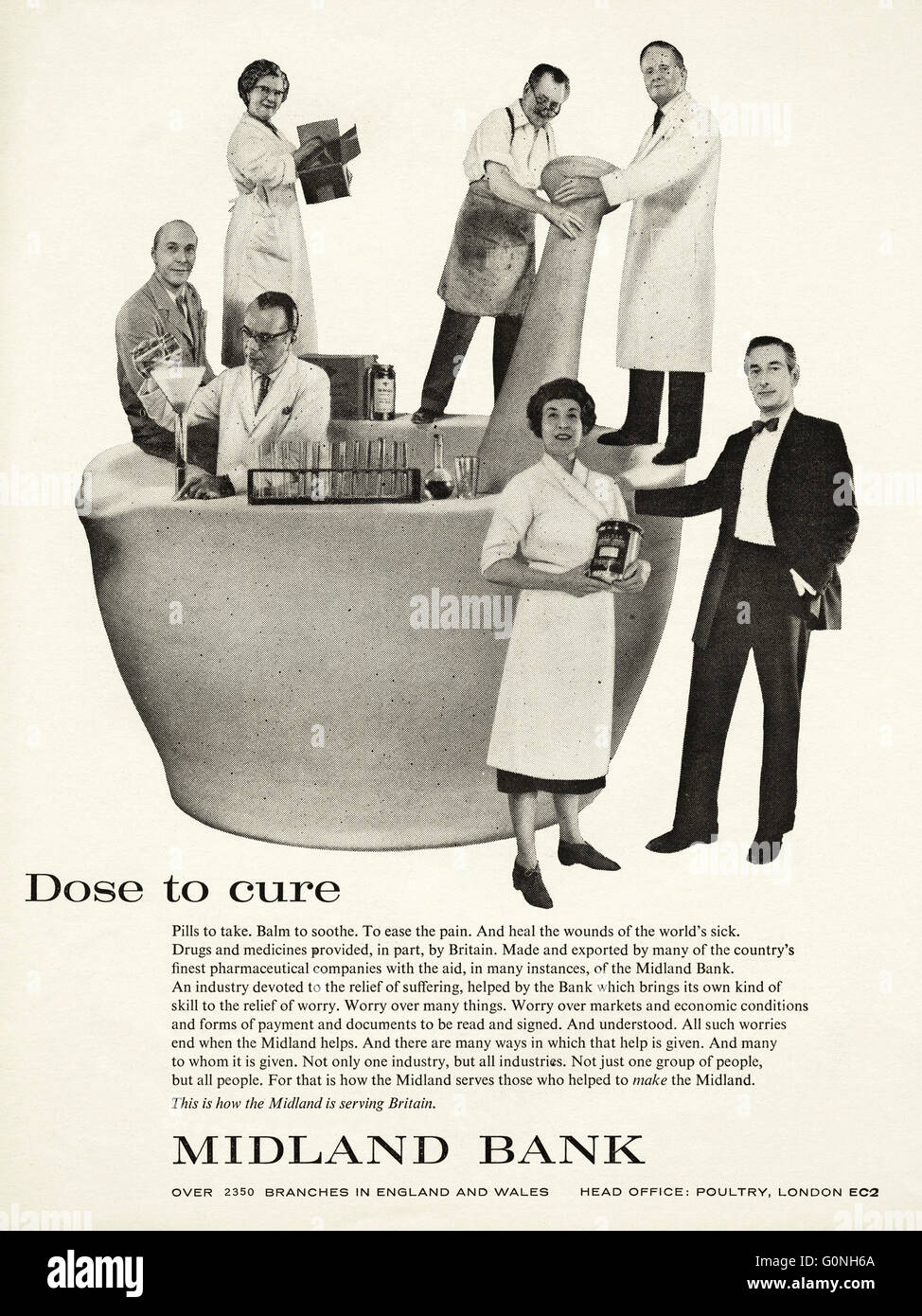 Original old vintage 1960s magazine advert dated 1962. Advertisement advertising Midland Bank Stock Photo