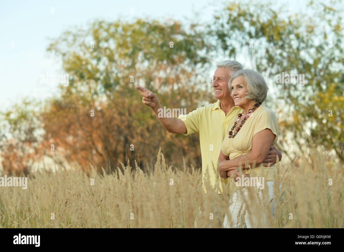 happy senior couple in summer Stock Photo - Alamy