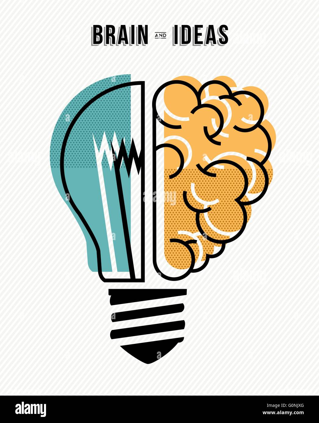Brain and ideas, innovation at work business concept design in flat line art modern illustration. EPS10 vector. Stock Vector