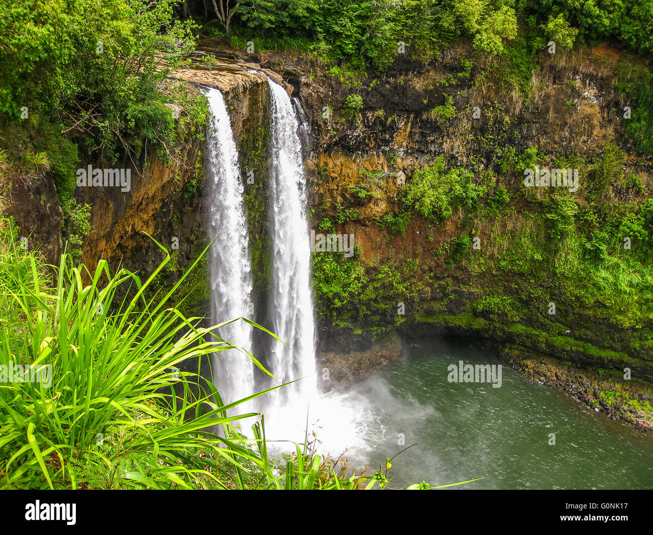 Manawaiopuna Falls Kauai Stock Photo