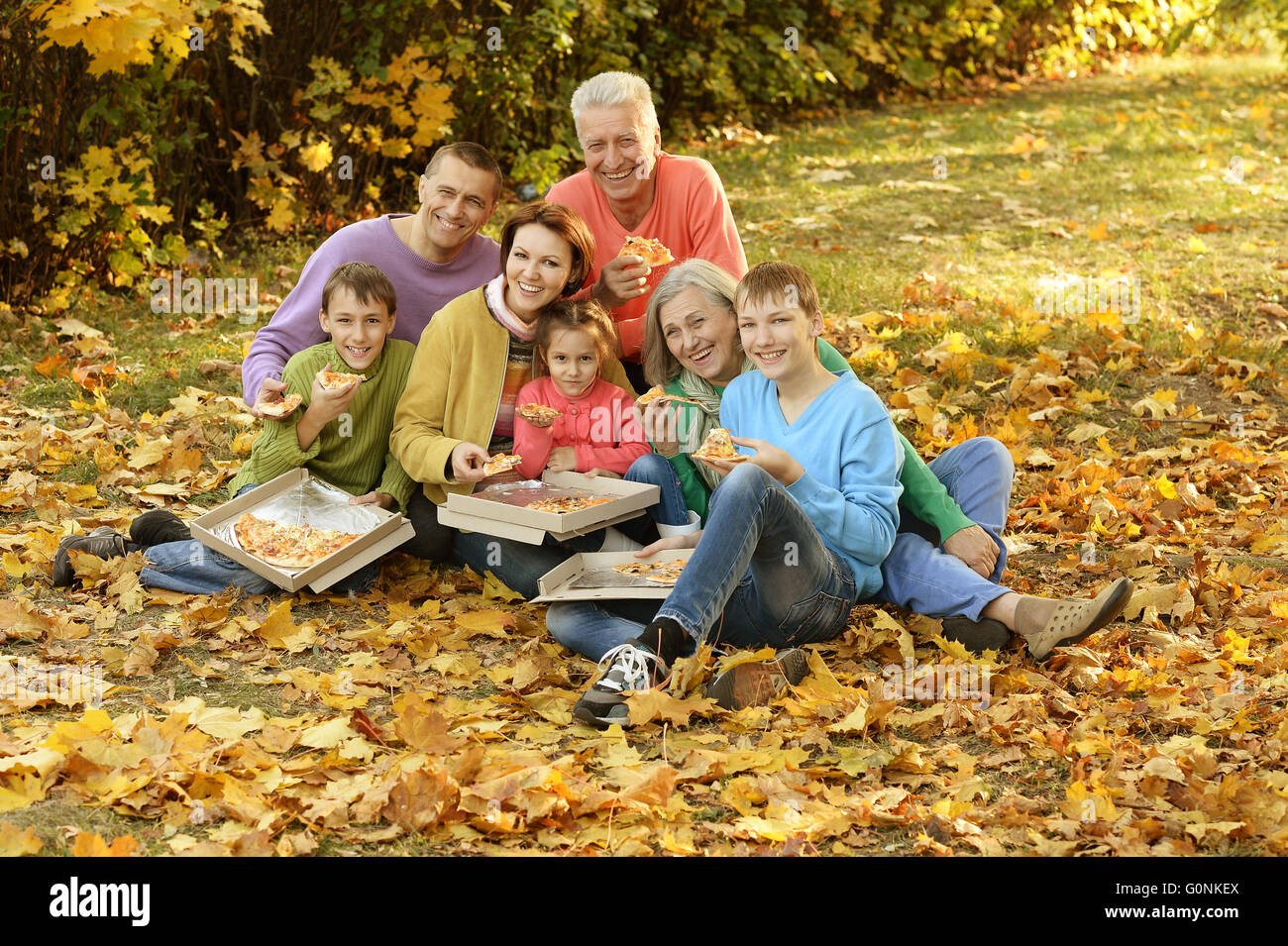 large family on a picnic Stock Photo