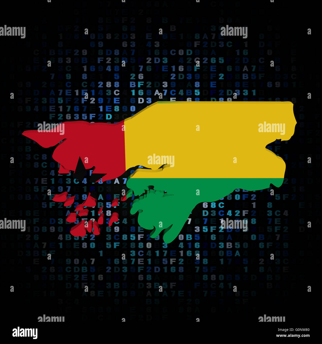 Guinea Bissau map flag on hex code illustration Stock Photo Alamy