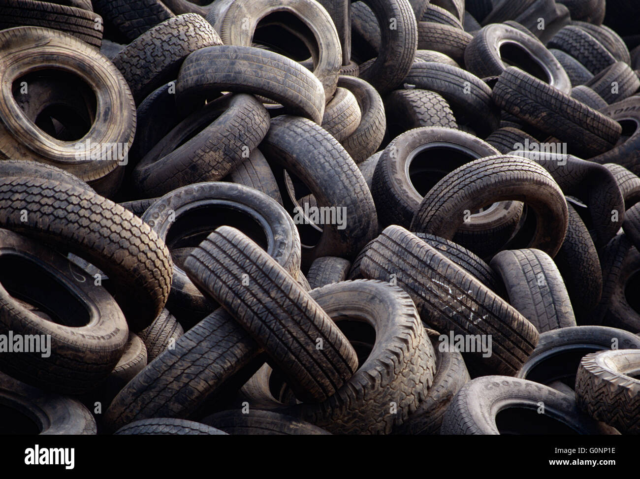 Landfill full of old automobile tires; upstate Pennsylvania; USA Stock